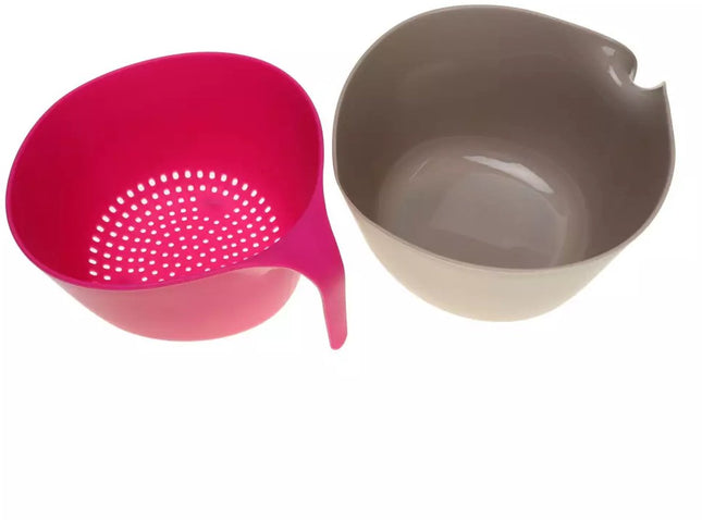 Schüssel- und Sieb-Set – 4 Liter, Grau und Rosa, hochwertiger Kunststoff – Robustes und praktisches Küchengeschirr