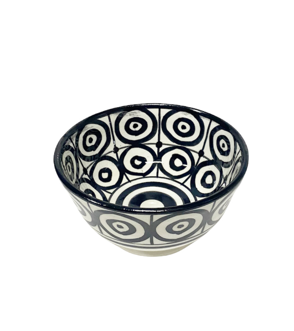 Moroccan pottery bowl black and white