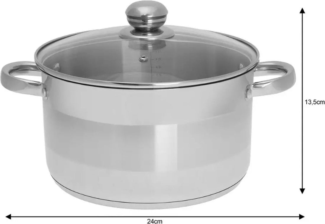 Cooking pot - Ø24 cm - stainless steel - all heat sources