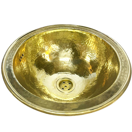 Handgefertigtes, rundes, gehämmertes marokkanisches Waschbecken aus Messing – Spülbecken 35 cm