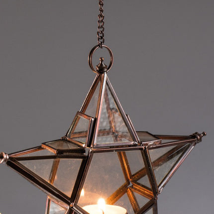 Gerecycleerde hangende sterlantaarn helder glas