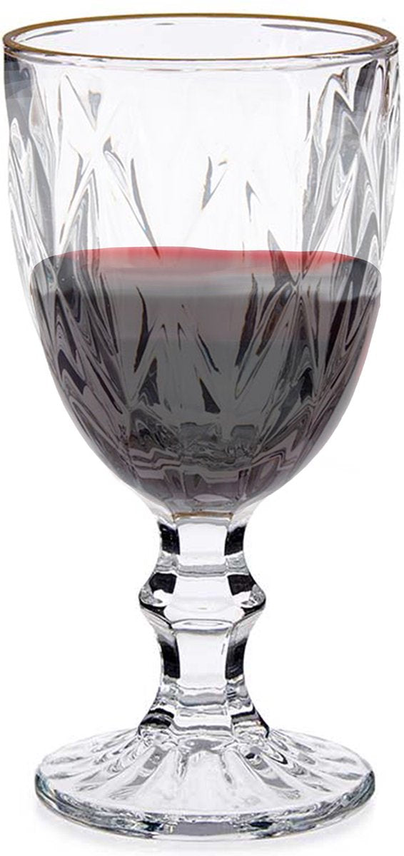 6x - verres à pied d'aspect cristal - bord doré - 330 ml