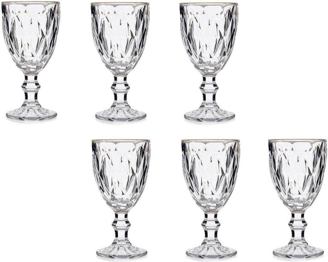 Glazen op voet met gouden rand – set van 6, kristal look, 254 ml – foto 2