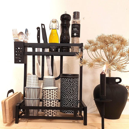 Etagere Küchenregal schwarzes Metall 2 Etagen
