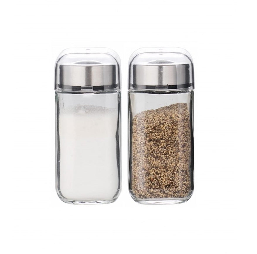 Service à condiments 5 pièces pour sel, poivre, huile et vinaigre avec support.