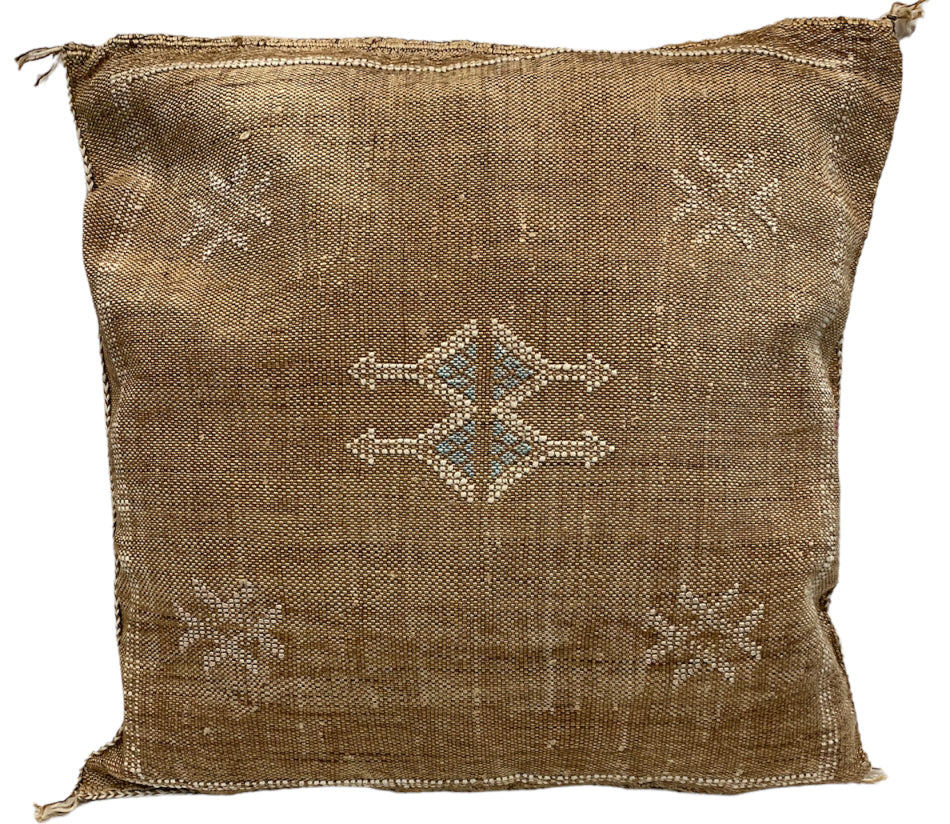 Moroccan cactus silk Sabra cushion Light brown