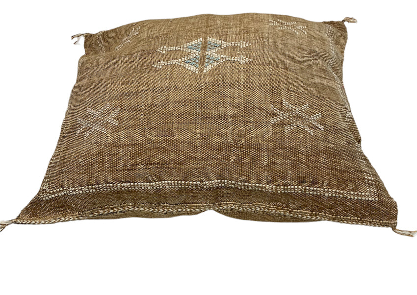 Moroccan cactus silk Sabra cushion Light brown
