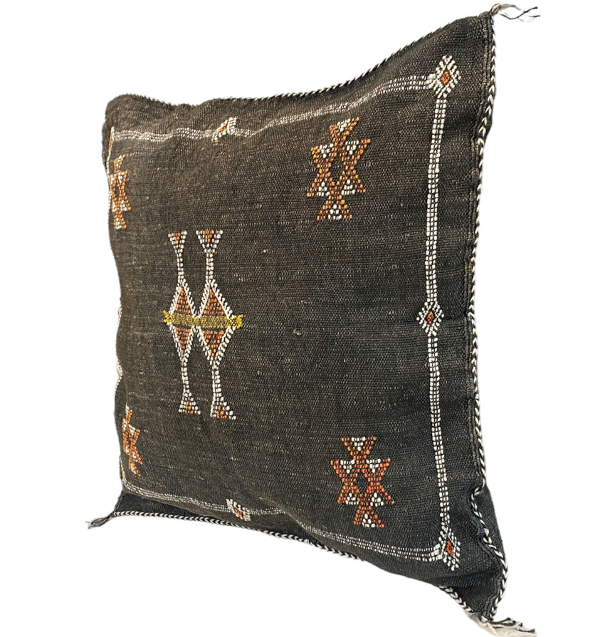 Moroccan cactus silk Sabra cushion black