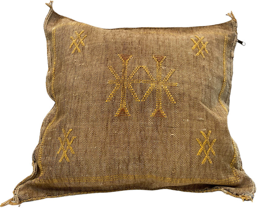 Moroccan Cactus Silk Sabra decorative pillow brown