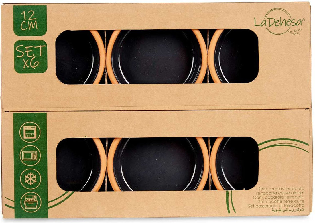 Set de 6 ramequins à crème brûlée tapas terracotta-noir 12 cm