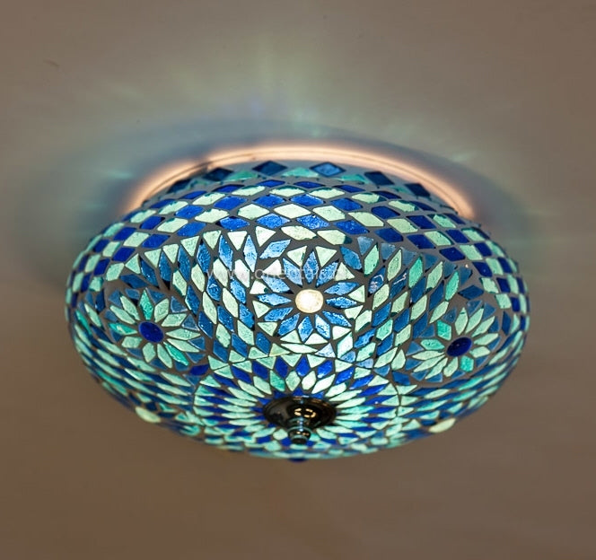 Plafonnier mosaïque oriental bleu Ø 25cm