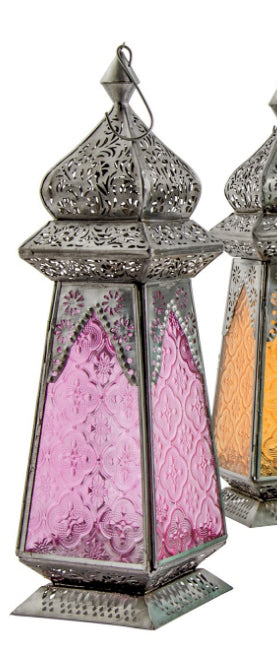 Marokkaanse lantaarn van ijzer en gedessineerd glas – 35 cm, 4 kleuren – foto 4