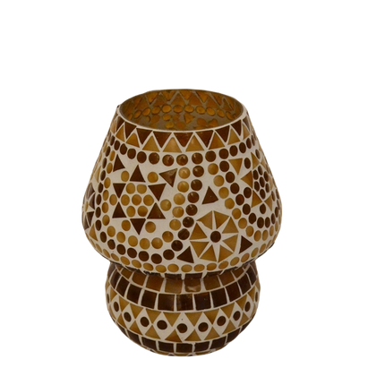 Mediterrane Tischleuchte Ø 13 braun-beige