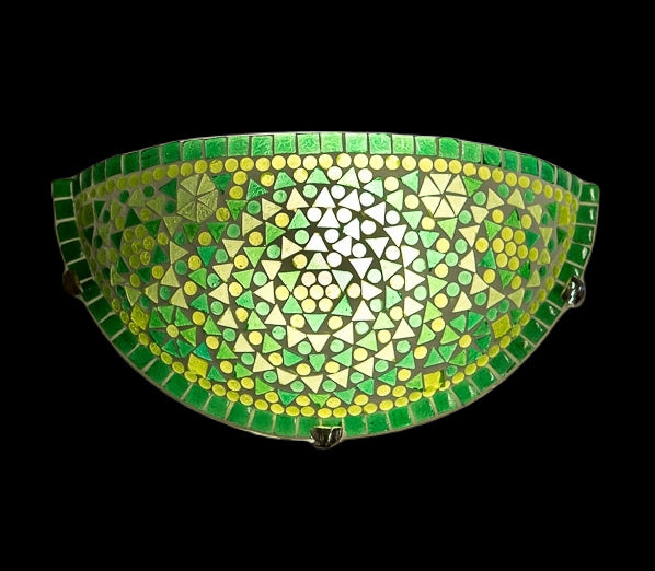 Mozaïek wandlamp halve maan groen – mediterrane lamp van glasmozaïek – foto 2