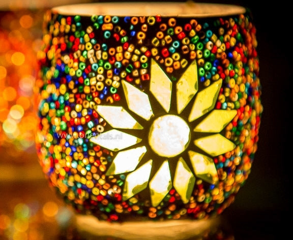 Mediterranean tea light holder flower - Multi-colour