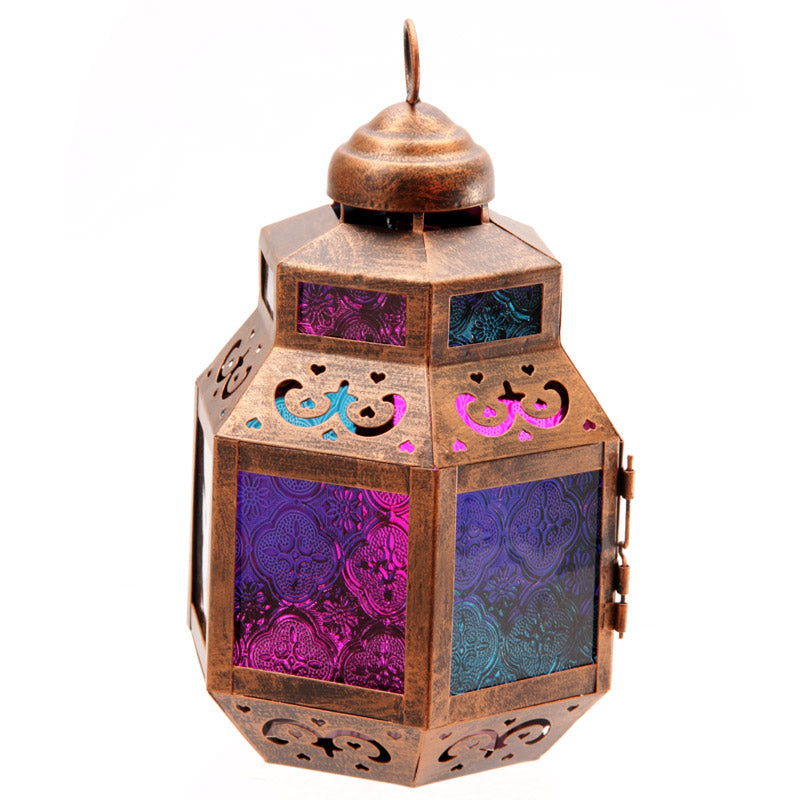 Lanterne de style marocain avec verre coloré