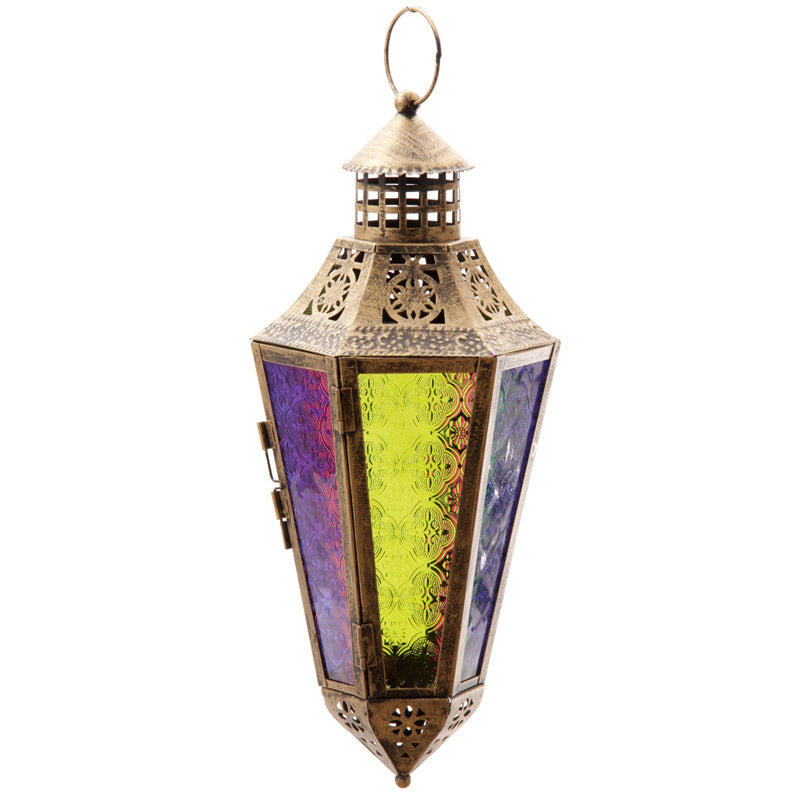 Lanterne marocaine pointue en verre coloré
