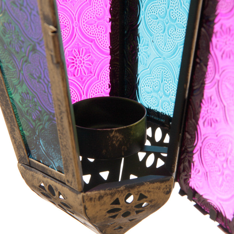 Lanterne marocaine pointue en verre coloré