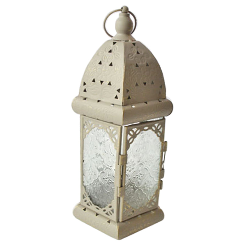 Lanterne Marocaine, métal gris motif triangle