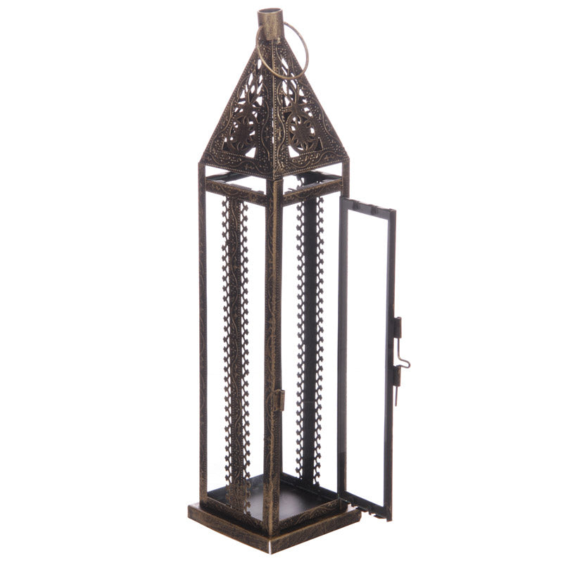 Brushed Gold-Coloured Moroccan Lantern, Medium