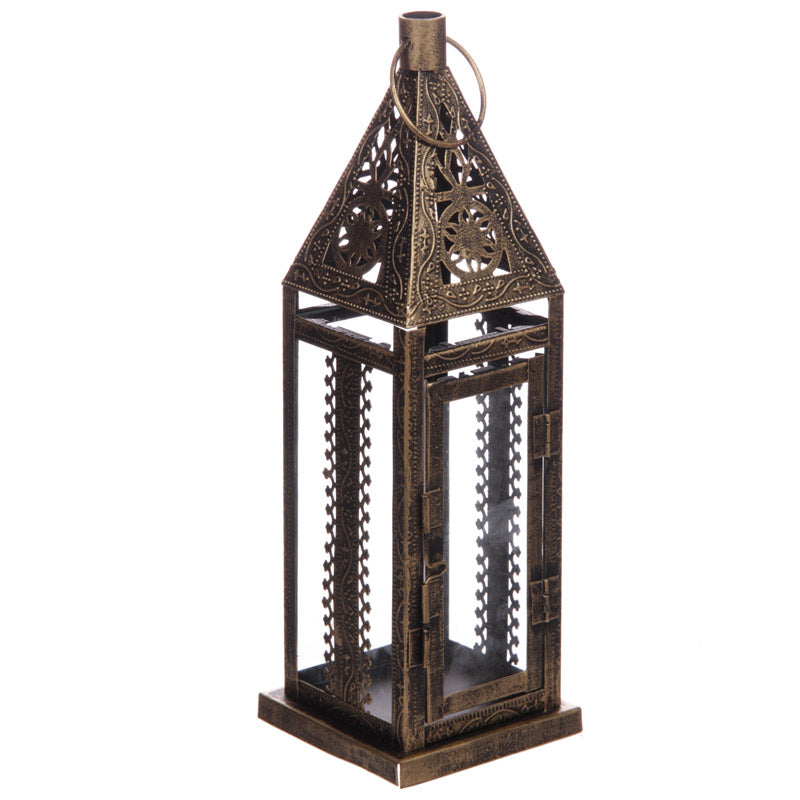 Brushed Gold-Colored Moroccan Lantern
