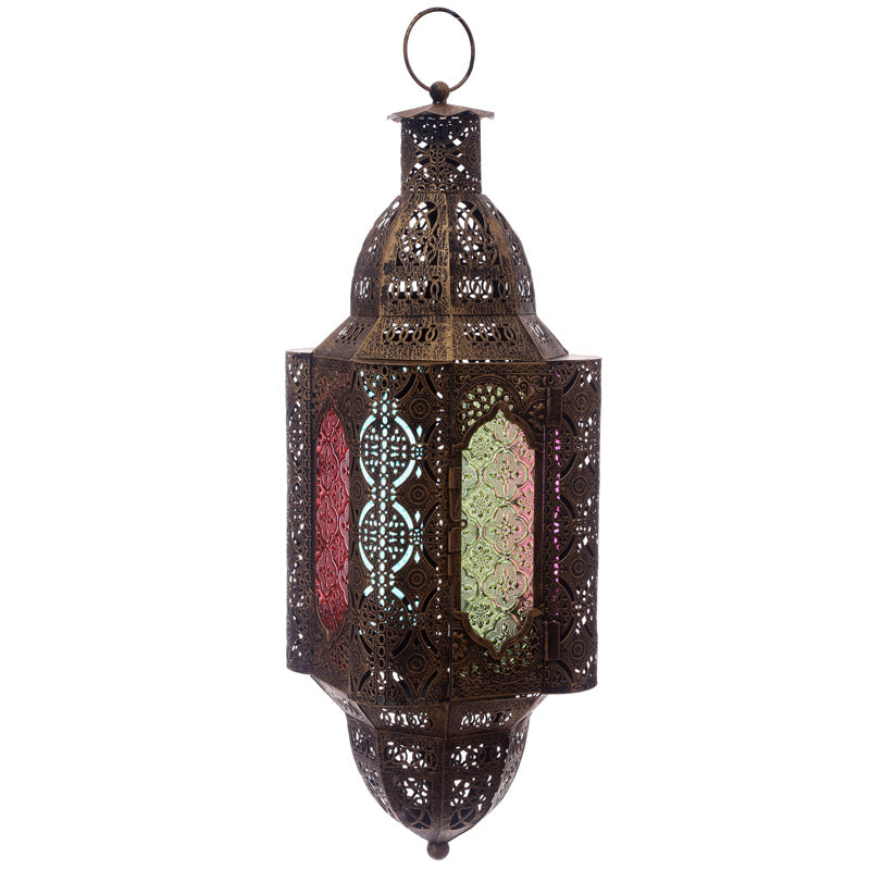 Lanterne marocaine suspendue cadre effet or