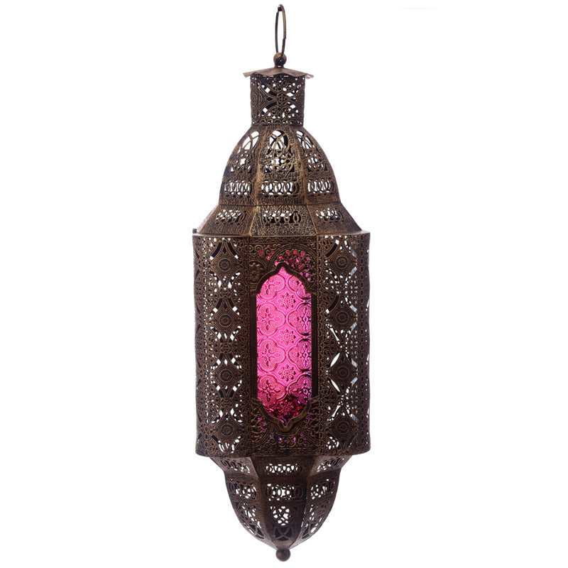 Lanterne marocaine suspendue cadre effet or