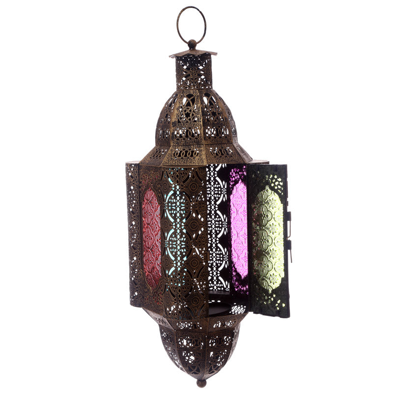 Lanterne marocaine suspendue cadre effet or