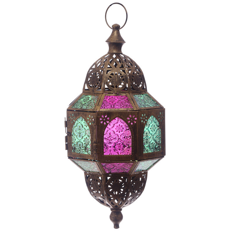 Lanterne marocaine suspendue couleur or octogonale