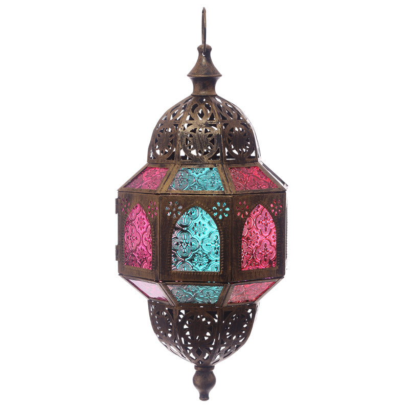 Lanterne marocaine suspendue couleur or octogonale