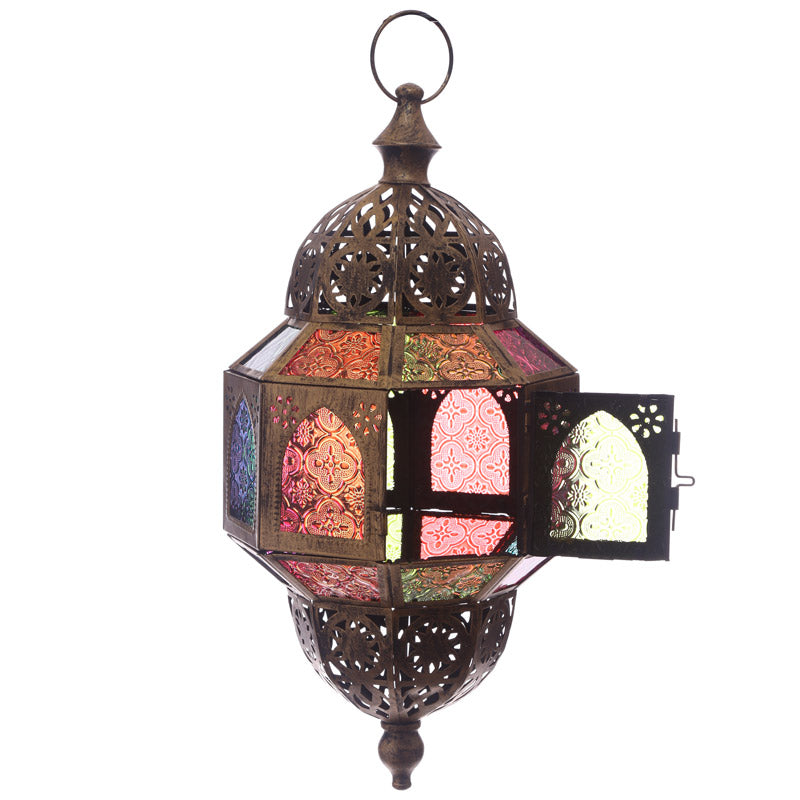 Lanterne marocaine suspendue couleur or octogonale