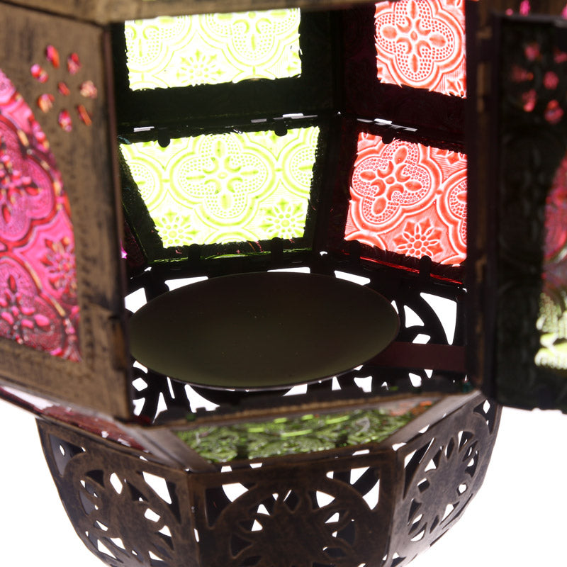 Lanterne marocaine suspendue couleur or octogonale