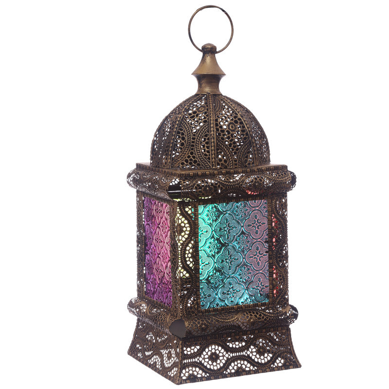 Standing Moroccan Lantern Gold-colored trim