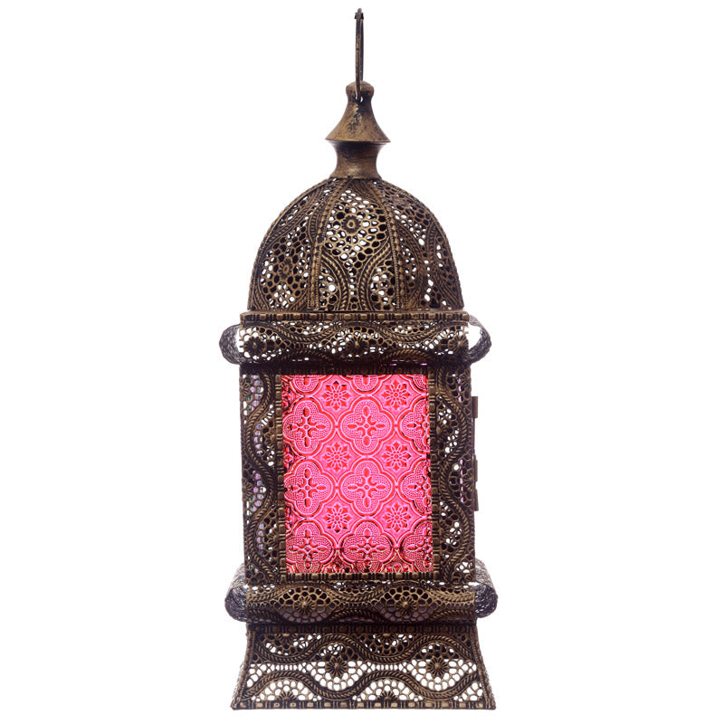 Standing Moroccan Lantern Gold-colored trim