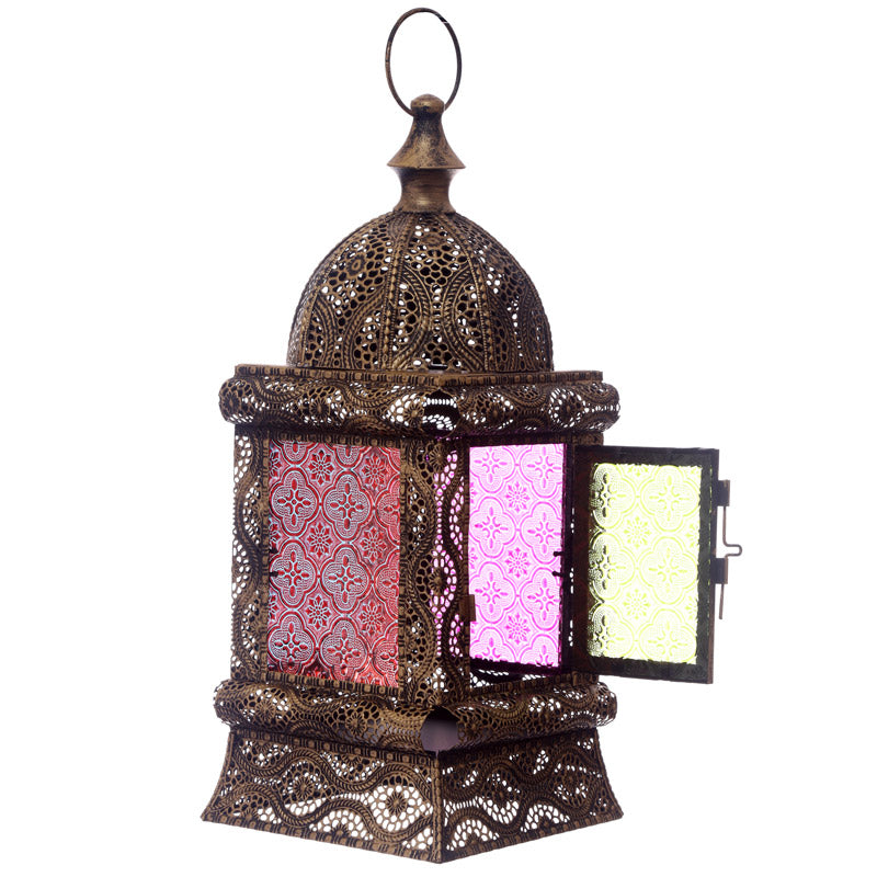 Standing Moroccan Lantern Gold-colored trim