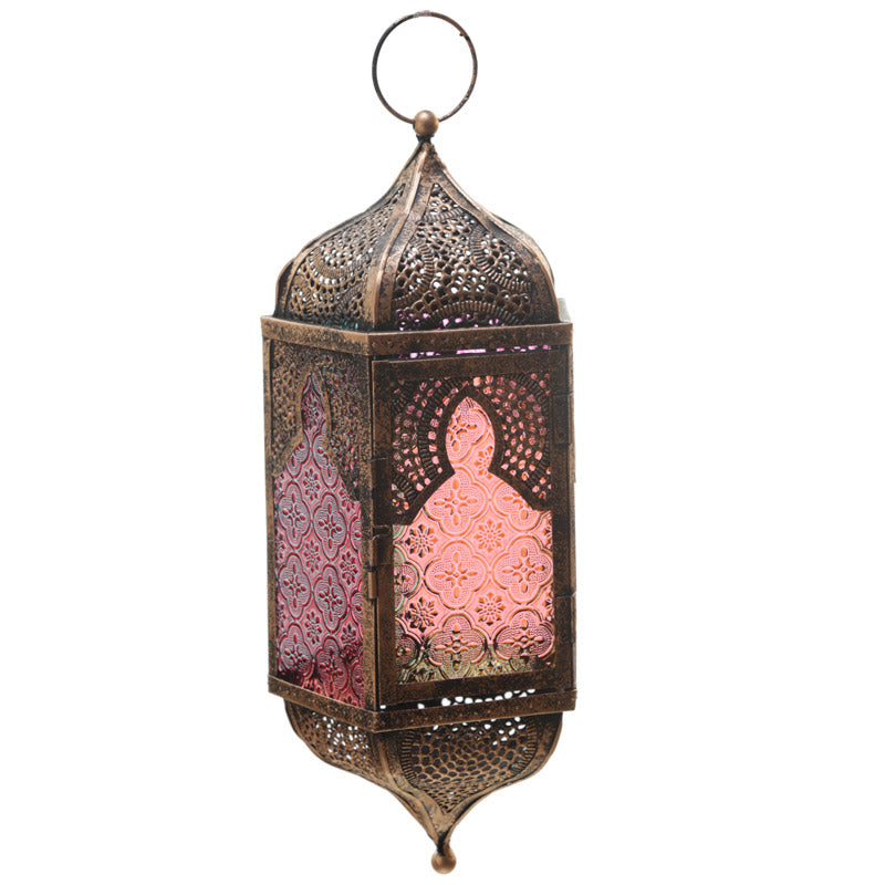 Hanging Moroccan Lantern Metal Glass Pointed