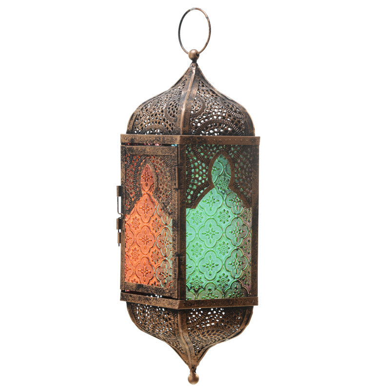 Hanging Moroccan Lantern Metal Glass Pointed