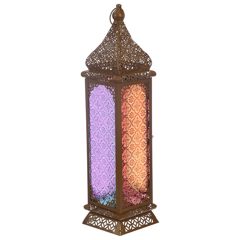 Large gold-colored Moroccan lantern