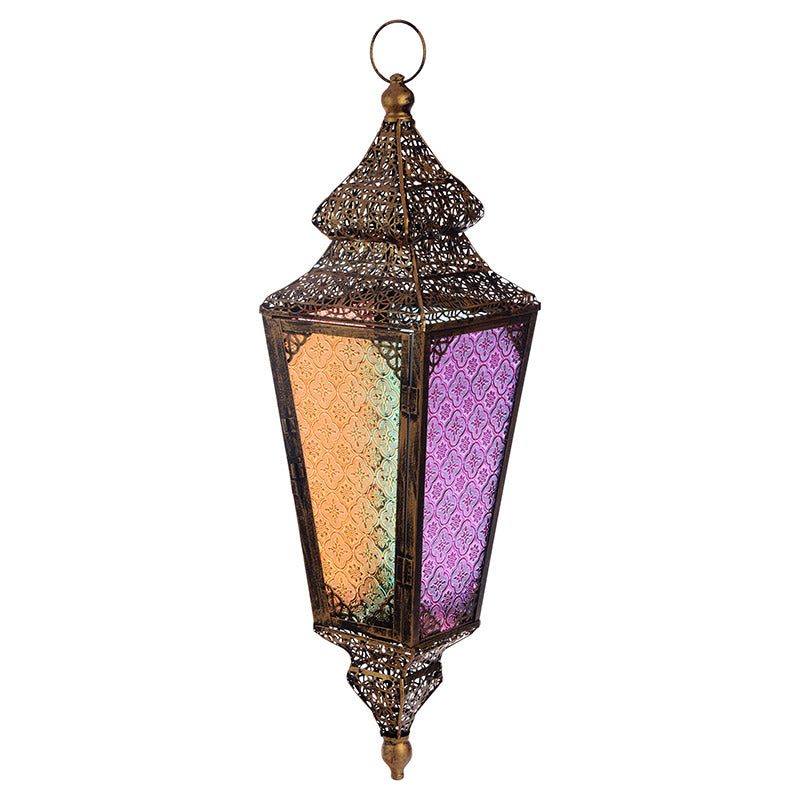 Hanging Tapered Gold-Colored Moroccan Lantern
