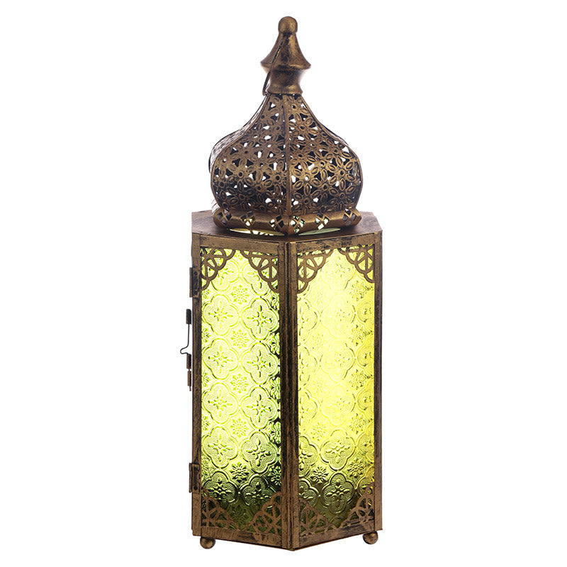 Lanterne marocaine coupole dorée sur pied