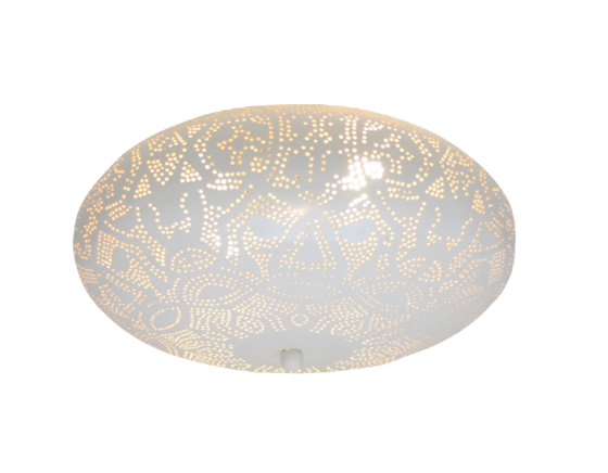 Plafonnier méditerranéen filigrane 25 cm - blanc - or vintage