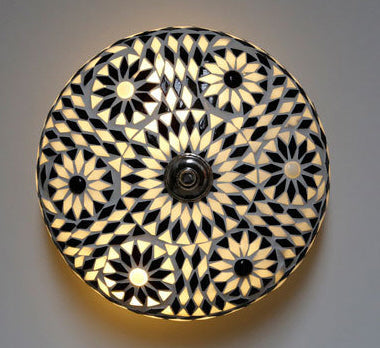 Plafonnière mozaïek Mediteraanse design 25 cm - zwart wit