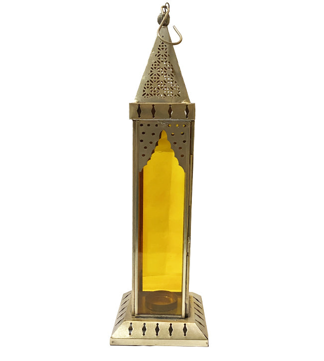 Lanterne marocaine or - verre jaune