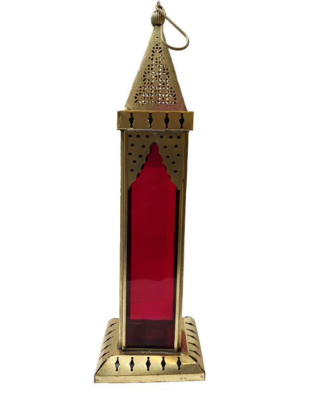 Moroccan lantern gold - red glass