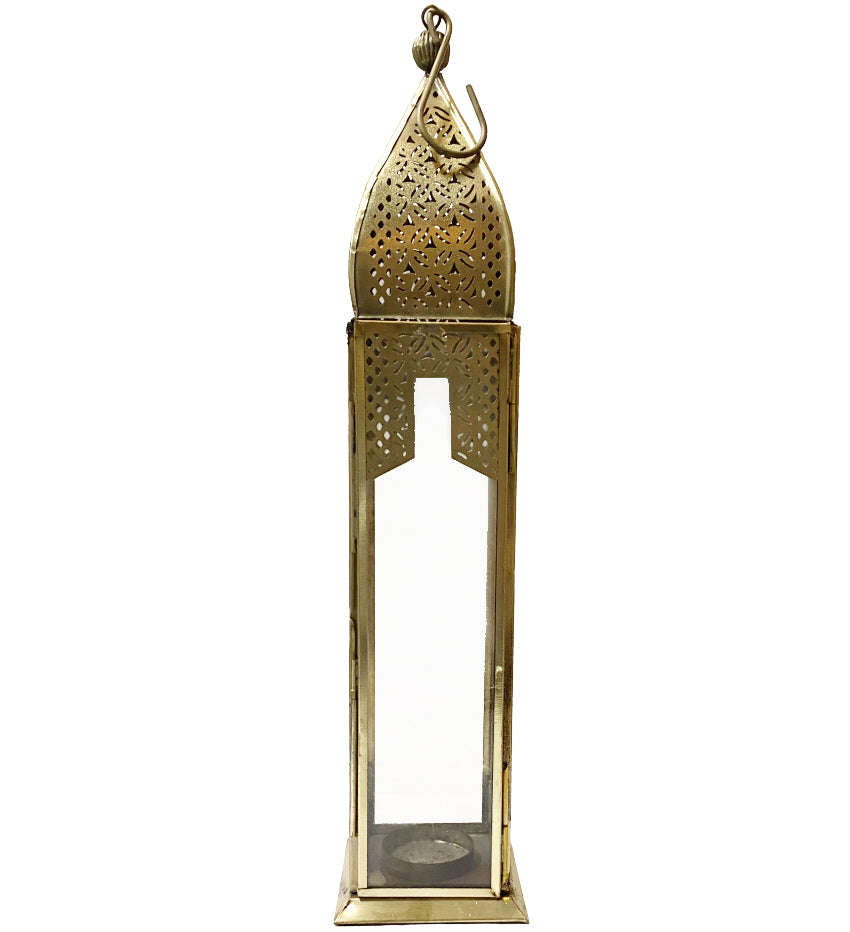 Lanterne marocaine dorée avec verre transparent