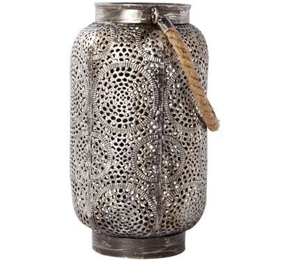 Moroccan lantern silver metal 26 cm