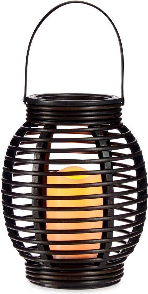 Zwart Kunststof LED Kaarslantaarn Donkerbruin 20 Cm