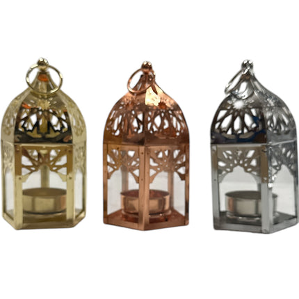 Orientalische Mini-Metalllaterne – Kerzenhalter 13 cm