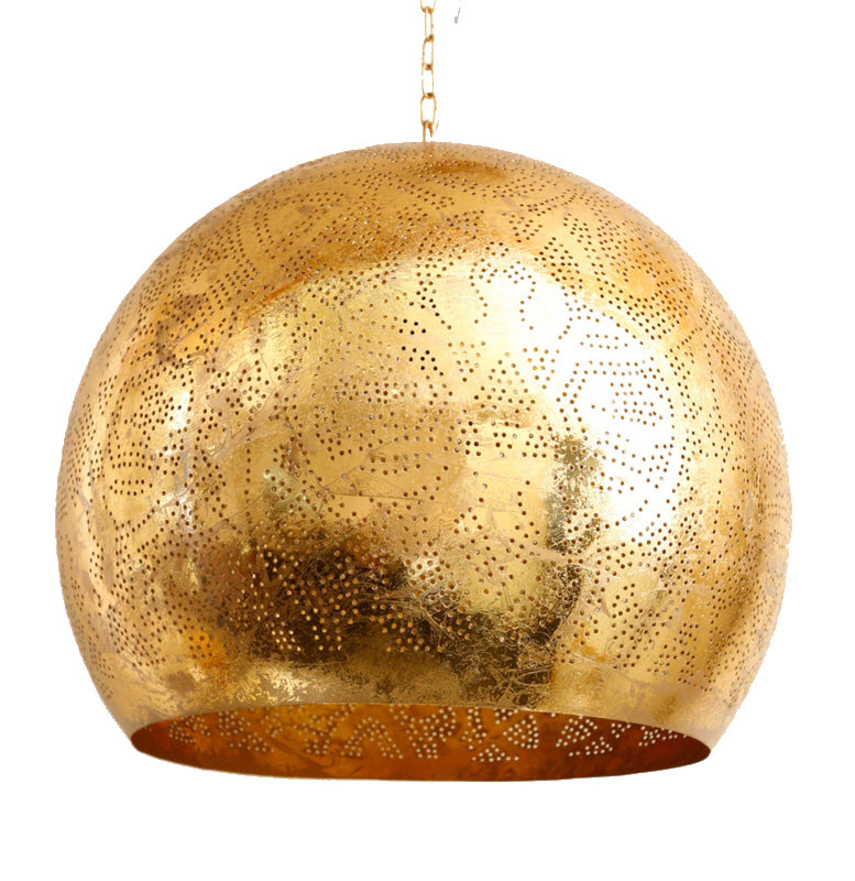 Suspension orientale sphérique style filigrane XL - doré vintage
