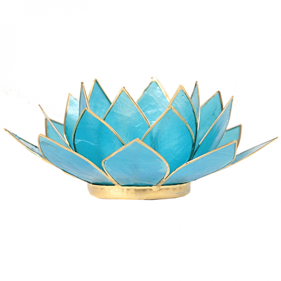 Lotus-Teelicht Aquamarinblau